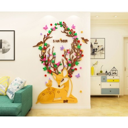 Interior stickers "deer", children's, decor on the wall, panel 120 x 82 cm-1