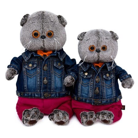 Soft toy "Basik in a jeans jacket and raspberry pants", 30 cm-9