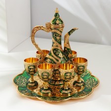 Set of wine jug, 6 glasses and tray 