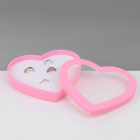 Organizer for jewelry "Casket Heart" 36 seats, plastic, 14 × 15.5 × 2 cm, pink color-1