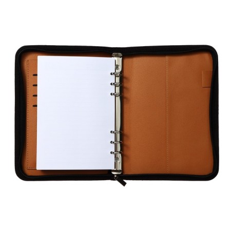 Organizer on rings A5, 100 sheets in a ruler, with a calculator, on a zipper, black-12
