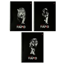 A4 notebook, 96 sheets in a cage on the Rapid crest, cover coated cardboard, glossy lamination, mix