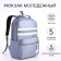 Young backpack from textiles on lightning, 5 pockets, blue color