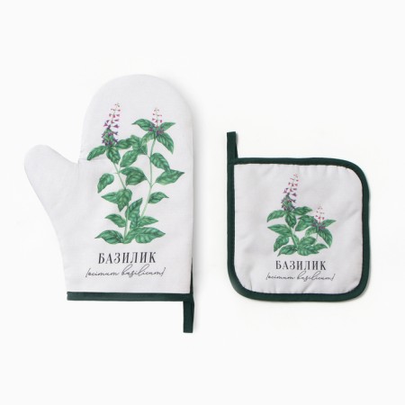 Kitchen "basil" mittens-output 20x27cm, severity 17x17cm 100% p/e-1