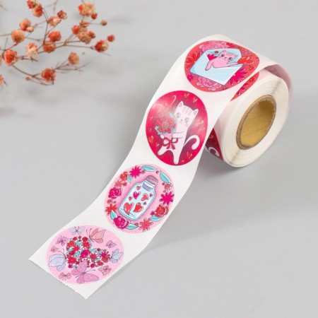 Stick Paper "Cat and Love" d = 3.8 cm 252 pcs in the roll-1