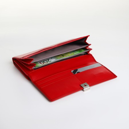 Women's wallet on magnet, red color-4