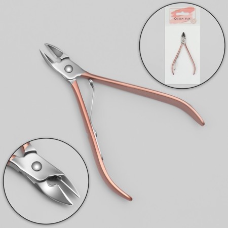 Manicure nippers for cuticle, 10 cm, blade length - 9 mm, silver/pink gold color-2