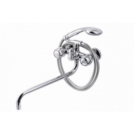 Fauzt FZS-435-39 bath mixer, two-wound, long spout, shower set, chrome