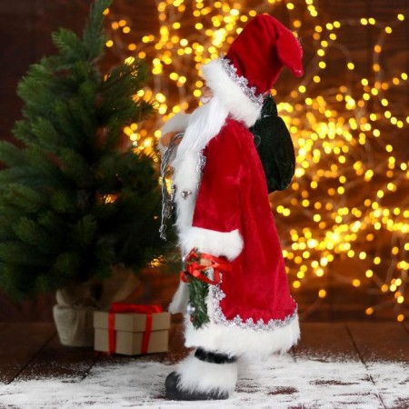 Santa Claus "In a red fur coat with a New Year's wreath" 24x45 cm-1