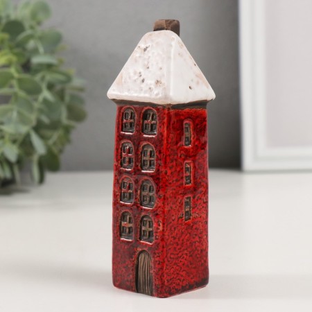 Souvenir Ceramics "Red multi -story house with a white roof" 3.7x4.2x13 cm-2