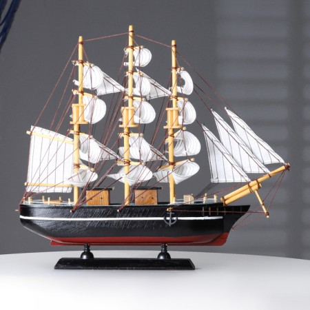 The La Fudr ship is three -masted with white sails, 40*5.5*33cm-1