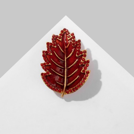 Alder's “leaf” brooch, red color in matte gold-2