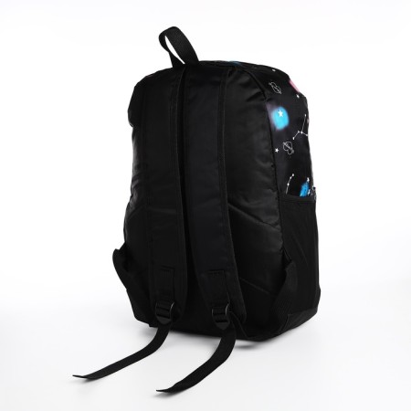 A backpack with a zipper, 3 outer pockets, black color-3