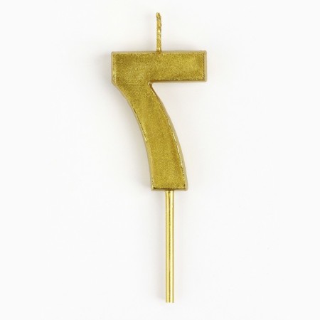 Candle figure for the cake "7", gold, 2.5 x 8 cm.-2