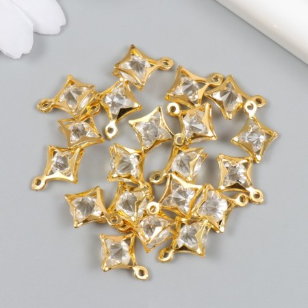 Decor for creativity Metal "Star 4 rays" gold, crystal 0.7x1.3x1.3 cm-2