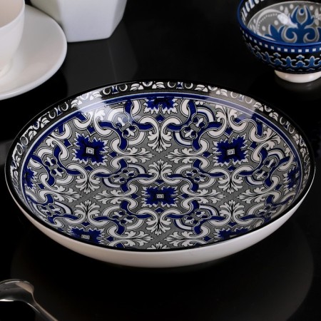 Plate ceramic deep share "dyra", d = 21 cm, blue color