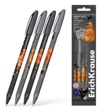 Set of ballpoint pens 4 pieces Erichkrause U-109 Stick & Grip Happy Capy Knot 1.0mm, Blue color Blue