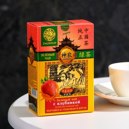 Green tea with strawberries, 100 pcs
