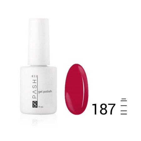 Color gel polish Pashe, No. 187 Passionate ruby, 9 ml