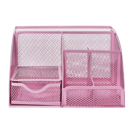 Chancellery trifle stand 7 departments, mesh metal, pink-2
