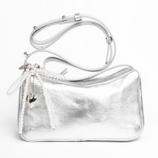 Bag Cross-Body Women's, genuine leather, Ludor silver, 21x9x13 cm