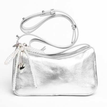 Bag Cross-Body Women's, genuine leather, Ludor silver, 21x9x13 cm