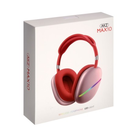 AKZ MAX10 headphones, wireless, full -size, microphone, backlight, red-9