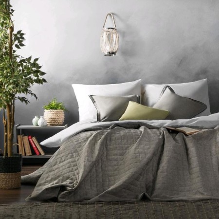 Set "Ibiza": a bedspread 160 x 220 cm, pillowcases 40 x 40 cm - 2 pcs, beige - gray-1