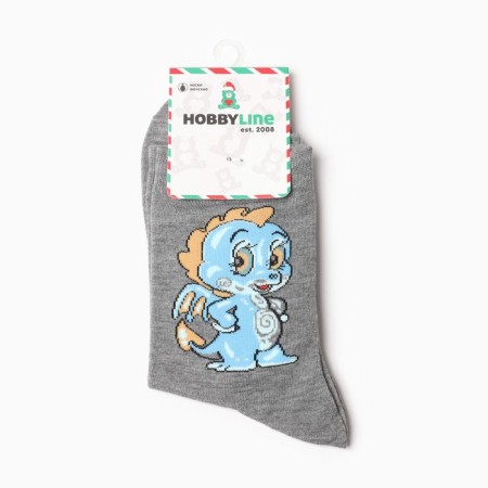 Women's dragon socks, gray color, size 36-40-2
