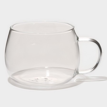 Glass mug for brewing with ceramic sieve "Tenderness", 300 ml, white color-3