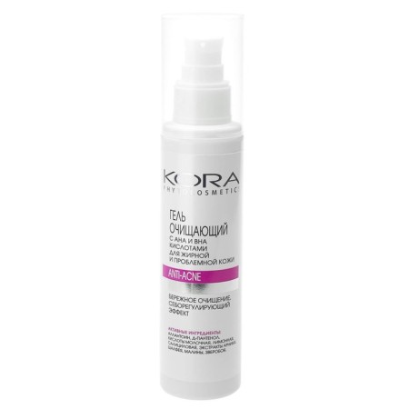 Cleaning gel with AHA and BHA Kora acids, for oily and problem skin, 150 ml