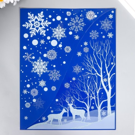 A set of decorative stickers "Winter Picture" 30x38 cm, set 2pcs-2