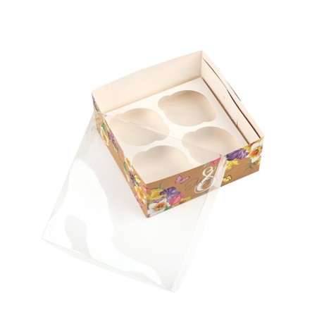 Capcake box, confectionery packaging, 4 cells “since March 8”, 16 x 16 x 7.5 cm-4