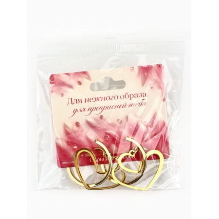 Earrings - rings with a pendant heart "for a delicate image", 3 cm-6