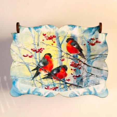 Middle New Year's "Bullfinch" casket, mix, 14x11.7x7.5 cm-1