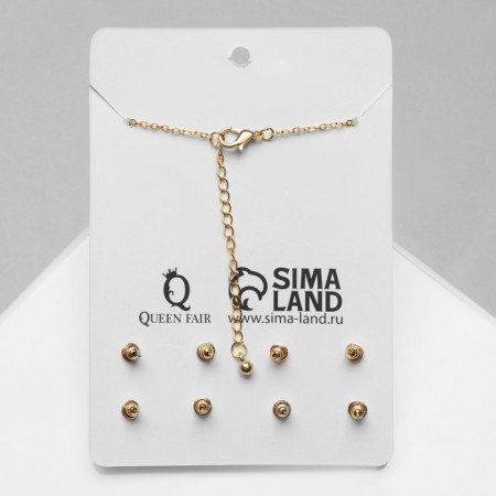 Set of 5 objects: earrings (4 pairs), a pendant “minimal” heart, color gold, 40 cm-1