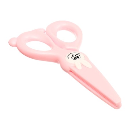 Scissors 11.8 cm plastic handles, rounded ends of the blades, bunny pink calligrata-2