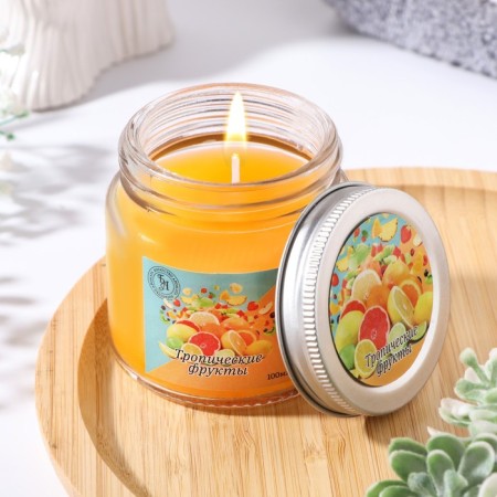 Aromatic candle in glass 6.3cm, 100ml, tropical fruits