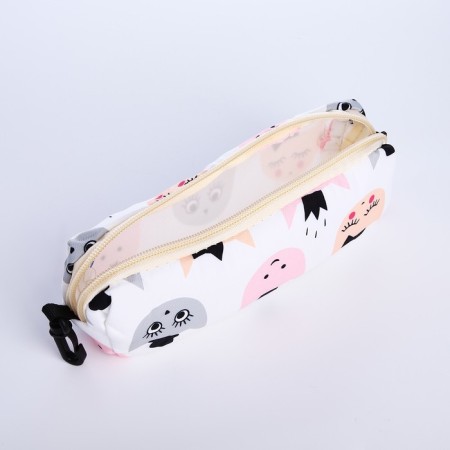 School backpack from textiles with a zipper, 3 pockets, pencil case, white/multi -colored color-9