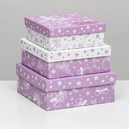 Set of boxes 3 in 1 "With new happiness!", 19 x 19 x 7.5 - 14 x 14 x 4 cm-1