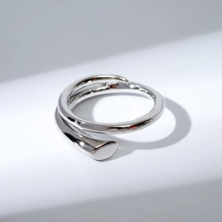 Ring "curls" two lines, color silver, 16 size-1