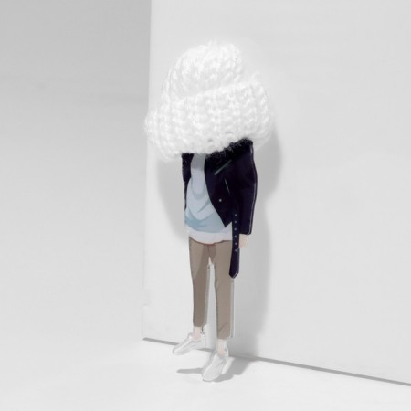 Brooch "Girl" in jacket, color in silver-1