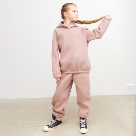Худи для девочки MINAKU: Basic Line KIDS, цвет тёмно-бежевый, рост 128-3