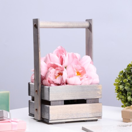 Box for potted flowers, 16x16x9/28 cm, spruce-1
