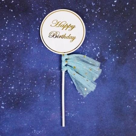 Topper "Happy Birthday", with ribbons, color mix-1