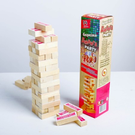 Falling tower, jenga "Birch - Youth Party" Maxi, 54 Bruska, 33 x 7.5 cm