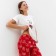 Homemade female "kitten in a glass" (T -shirt/pants), white/red color, size 46