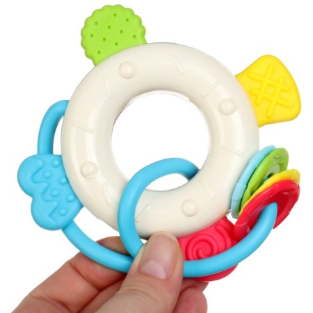 The rattle "Sweets: Donut", with elastic elements, color mix, crush me-14