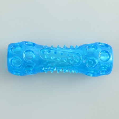 A toy-stick made of thermoplastic rubber with a drowned squeak, blue-1