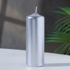 Candle - cylinder, 4x12 cm, 20h, silver